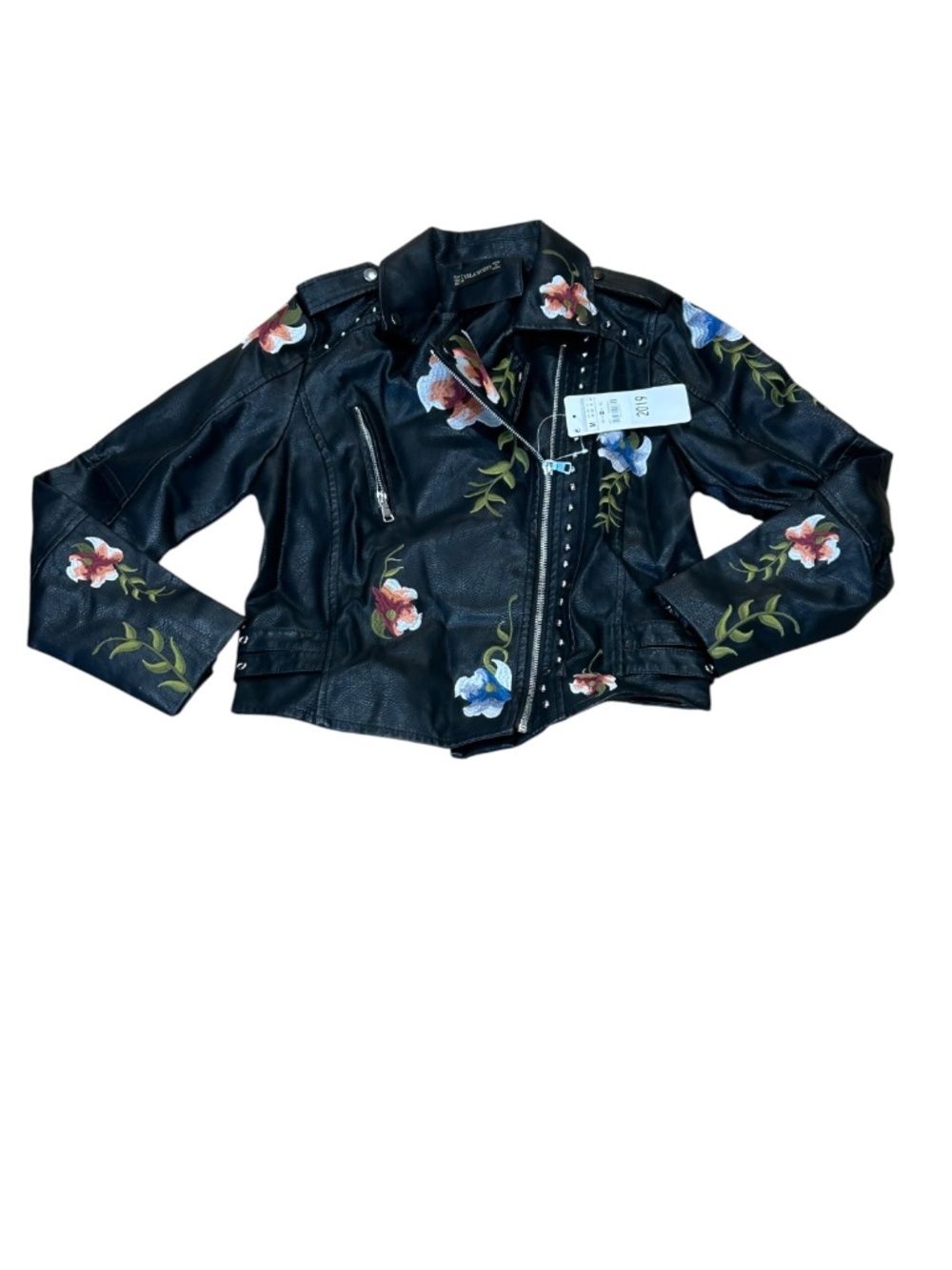 YILANUOYI FAUX LEATHER JACKET EMBROIDERED WOMEN'S SIZZE M NEW WITH TAG